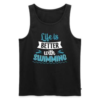 Life Is Better With Swimming Sportsman - Men's Premium Organic Tank Top - black - Front - Michal (187cm)