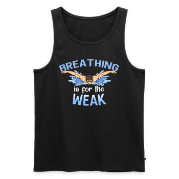 Breathing is for the weak swimmer - Men's Premium Organic Tank Top - black - Front - Michal (187cm)