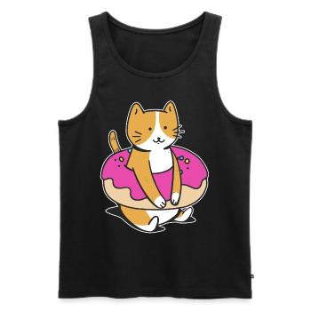 Chubby Cat Donut Sweet Pastry Swimming Float - Men's Premium Organic Tank Top - black - Front - Michal (187cm)