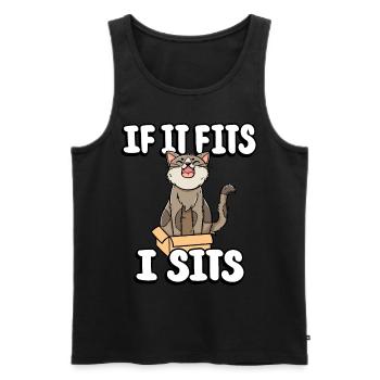 Si ça me va, je m’assois mignon bidon chat fitness - Débardeur bio Premium Homme - noir - Devant - AI Model Male 178 light (178cm)