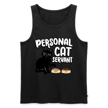 Chat personnel serviteur chat mangeur de nourriture pour chat - Débardeur bio Premium Homme - noir - Devant - AI Model Male 178 light (178cm)