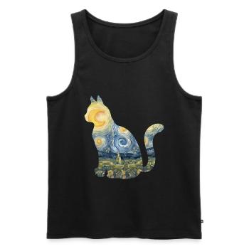 Mignon Chat Jouet Nuit Étoilée Fourrure - Débardeur bio Premium Homme - noir - Devant - Michal (187cm)