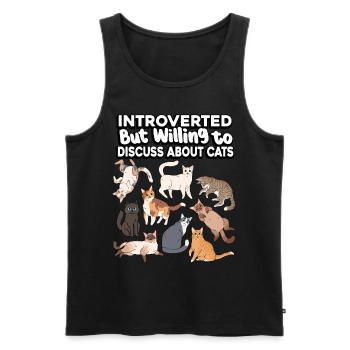 Introverti, mais prêt à parler des chats et - Débardeur bio Premium Homme - noir - Devant - AI Model Male 178 light (178cm)