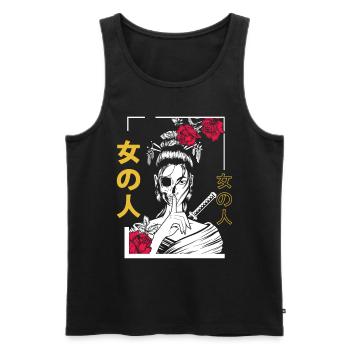 Japanischer Samurai Blumenkrieger Geisha Frau - Männer Premium Bio Tank Top - Schwarz - Vorne - AI Model Male 178 light (178cm)