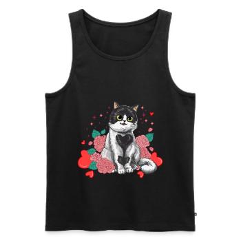 Mignon jouet pour chat Love Hearts Rose - Débardeur bio Premium Homme - noir - Devant - AI Model Male 178 light (178cm)