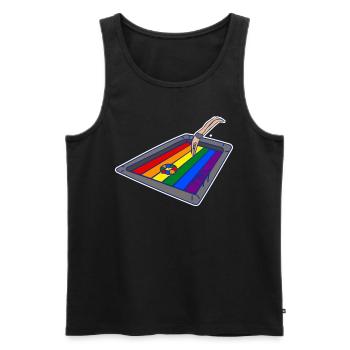 Lgbtq Regenbogen Stolz Schwimmbad Wassersport - Männer Premium Bio Tank Top - Schwarz - Vorne - Michal (187cm)
