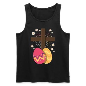 Christentum Kreuz Jesus Christus Blume Ostereier - Männer Premium Bio Tank Top - Schwarz - Vorne - AI Model Male 178 light (178cm)