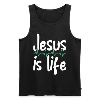 Jesus is life Bible lesson Christian - Men's Premium Organic Tank Top - black - Front - AI Model Male 178 light (178cm)