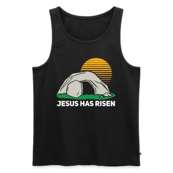 Er Ist Auferstanden Ostersonntag Höhle Jesus - Männer Premium Bio Tank Top - Schwarz - Vorne - AI Model Male 178 light (178cm)