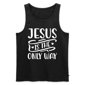Jésus est le seul moyen biblique verset chrétien - Débardeur bio Premium Homme - noir - Devant - Michal (187cm)