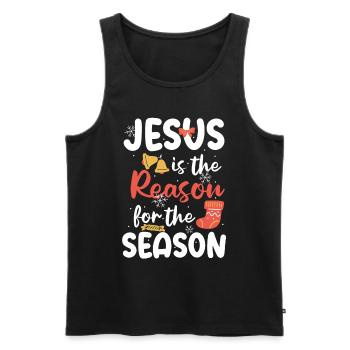 Jesus is the reason for the season - Men's Premium Organic Tank Top - black - Front - AI Model Male 178 light (178cm)