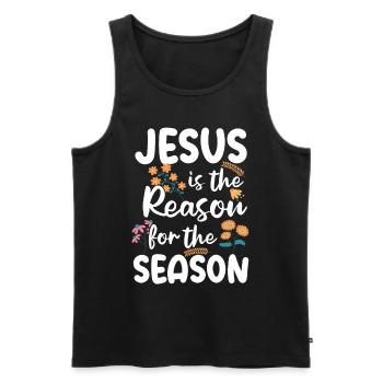 Jesus is the reason for the season - Men's Premium Organic Tank Top - black - Front - AI Model Male 178 light (178cm)