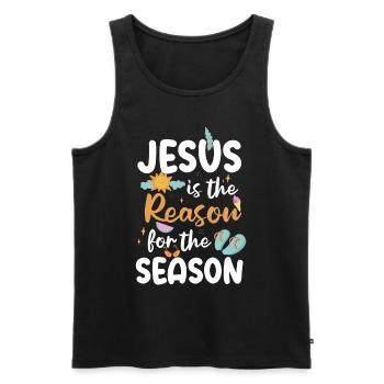 Jesus is the reason for the season summer beach - Men's Premium Organic Tank Top - black - Front - AI Model Male 178 light (178cm)