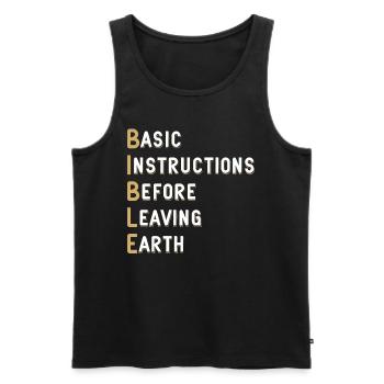 Instructions de base de la leçon biblique avant - Débardeur bio Premium Homme - noir - Devant - AI Model Male 178 light (178cm)