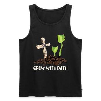 Mit Dem Glauben Wachsen Das Kreuz Christi Pflanzt - Männer Premium Bio Tank Top - Schwarz - Vorne - Michal (187cm)