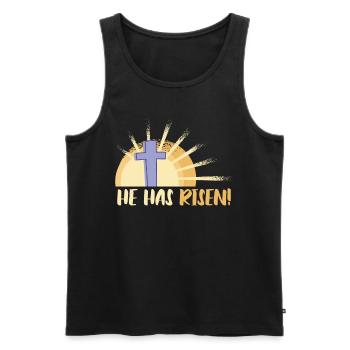 He is risen Easter Sunday Jesus - Men's Premium Organic Tank Top - black - Front - AI Model Male 178 light (178cm)