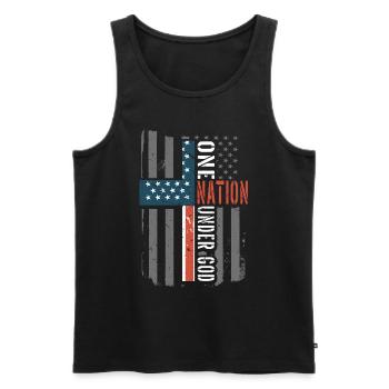Une nation sous le drapeau américain - Débardeur bio Premium Homme - noir - Devant - AI Model Male 178 light (178cm)
