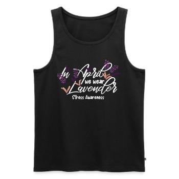 Im April Tragen Wir Lavendel - Die Blume Des - Männer Premium Bio Tank Top - Schwarz - Vorne - Michal (187cm)