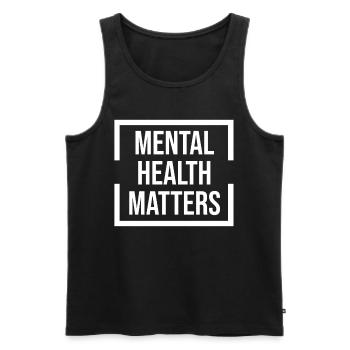 Mental health is important - Men's Premium Organic Tank Top - black - Front - AI Model Male 178 light (178cm)