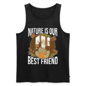 La nature est notre meilleure amie Forest Deer Day - Débardeur bio Premium Homme - noir - Devant - AI Model Male 178 light (178cm)
