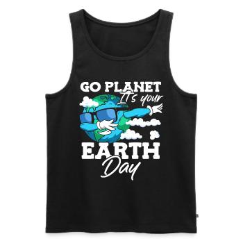 Go Planet It’s Your Earth Day Sensibilisation à l’environnement - Débardeur bio Premium Homme - noir - Devant - Michal (187cm)
