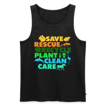 Sparen Retten Recyceln Pflanzen Reinigen Pflegen - Männer Premium Bio Tank Top - Schwarz - Vorne - AI Model Male 178 light (178cm)