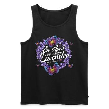 Im April Tragen Wir Lavendel Stress Awareness - Männer Premium Bio Tank Top - Schwarz - Vorne - Michal (187cm)