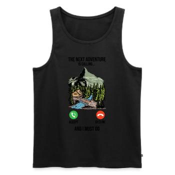 La prochaine aventure s’appelle Wanderer Camp - Débardeur bio Premium Homme - noir - Devant - Michal (187cm)
