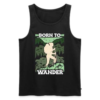 Born To Hiking Trekking Backpacker - Men's Premium Organic Tank Top - black - Front - AI Model Male 178 light (178cm)