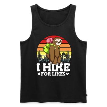 I Hike For Likes Wildlife Sloth Hiker Backpacker - Men's Premium Organic Tank Top - black - Front - AI Model Male 178 light (178cm)