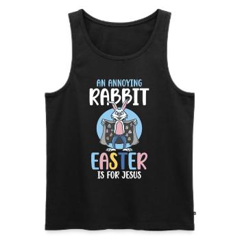 Un lapin agaçant Pâques est pour Jésus - Débardeur bio Premium Homme - noir - Devant - AI Model Male 178 light (178cm)