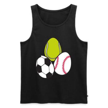Tennis Raquette Sports Football Baseball Easter Eggs - Débardeur bio Premium Homme - noir - Devant - AI Model Male 178 light (178cm)