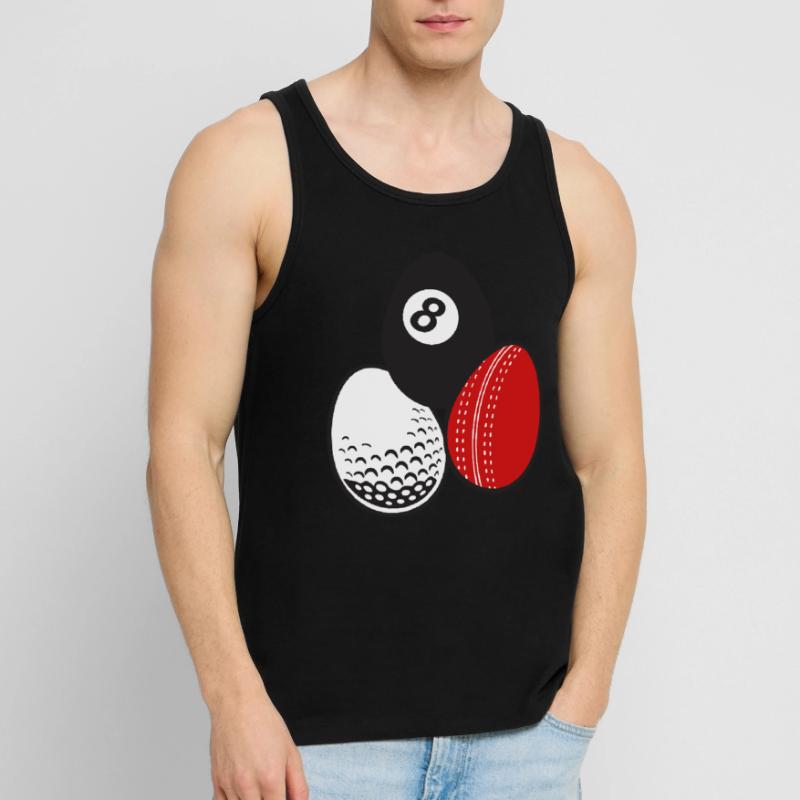 Cue Sport Billard Cricket Golf Easter Eggs Balls Débardeur bio Premium Homme