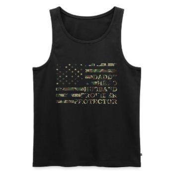 Papa Héros Mari Patriotique Américain - Débardeur bio Premium Homme - noir - Devant - Michal (187cm)