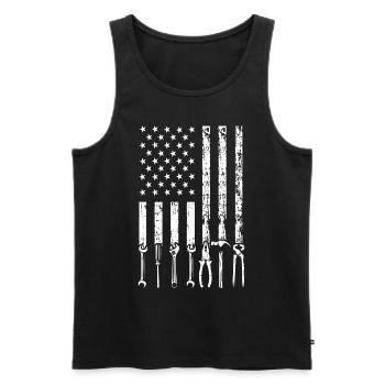 Outil de menuiserie patriotique américain - Débardeur bio Premium Homme - noir - Devant - Michal (187cm)