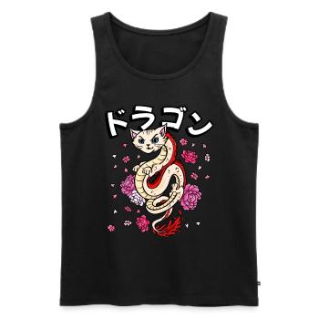 Japanese Anime Fantasy Animal Lotus Floral - Men's Premium Organic Tank Top - black - Front - AI Model Male 178 light (178cm)