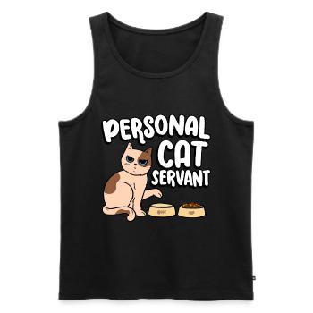 Serviteur personnel pour chat servant de la nourriture - Débardeur bio Premium Homme - noir - Devant - AI Model Male 178 light (178cm)