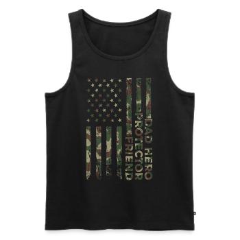 Papa Héros Protecteur Patriotique Américain - Débardeur bio Premium Homme - noir - Devant - Michal (187cm)