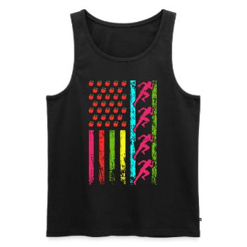 Amerikanische Sportflagge Leichtathletik 100 Tage - Männer Premium Bio Tank Top - Schwarz - Vorne - Michal (187cm)
