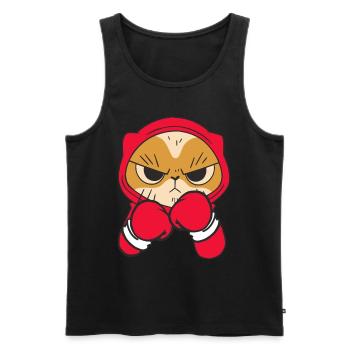 Cat Boxer Martial Athlète Sparring Sports de combat - Débardeur bio Premium Homme - noir - Devant - AI Model Male 178 light (178cm)