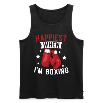 Happiest When I'm Boxing Gloves Sport Boxer Boxen - Männer Premium Bio Tank Top - Schwarz - Vorne - Michal (187cm)