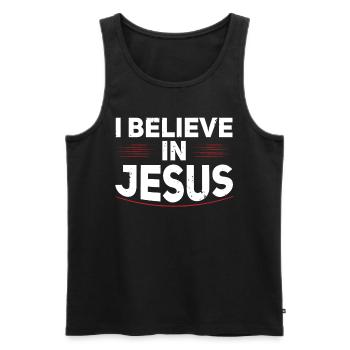 I believe in Jesus Christian faith believer - Men's Premium Organic Tank Top - black - Front - AI Model Male 178 light (178cm)