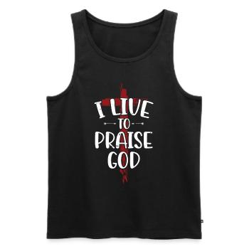 I live to praise God Holy Cross of the - Men's Premium Organic Tank Top - black - Front - AI Model Male 178 light (178cm)