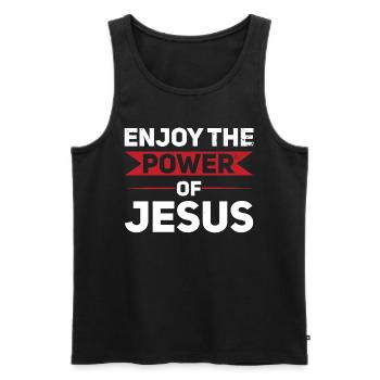 Profitez de la puissance de Jésus Croyez Dieu - Débardeur bio Premium Homme - noir - Devant - Michal (187cm)