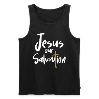 Jesus Our Redemption Cross Christian Faith - Men's Premium Organic Tank Top - black - Front - AI Model Male 178 light (178cm)
