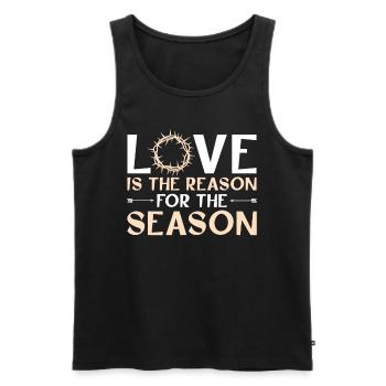 Love is the reason for the season - Men's Premium Organic Tank Top - black - Front - AI Model Male 178 light (178cm)