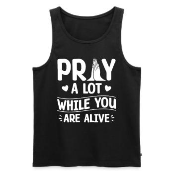 Praying a lot alive in the body of Christians - Men's Premium Organic Tank Top - black - Front - AI Model Male 178 light (178cm)