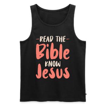 Lire la Bible Foi chrétienne Dieu Jésus - Débardeur bio Premium Homme - noir - Devant - Michal (187cm)