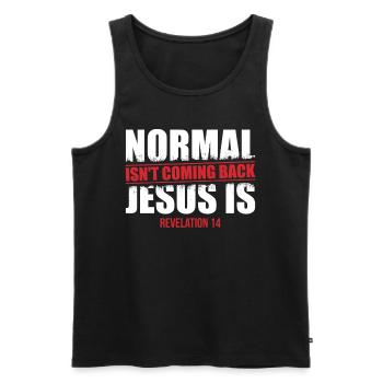 The normal does not come back Revelation - Men's Premium Organic Tank Top - black - Front - AI Model Male 178 light (178cm)