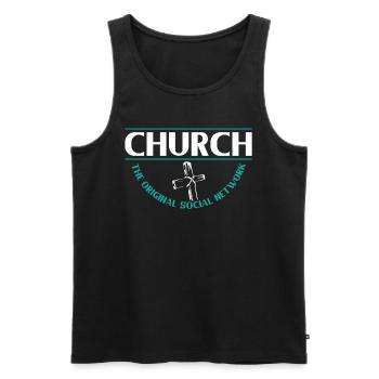 Church The original social network Faith - Men's Premium Organic Tank Top - black - Front - AI Model Male 178 light (178cm)
